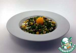 Рисовый салат с кукурузой и моцареллой
